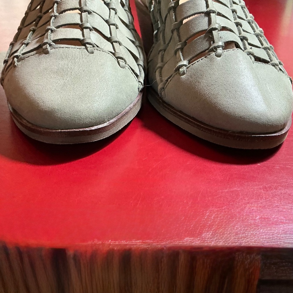 Mule Slides 8 leather woven Sage Green Slip-On Clogs Coastal Boho Resort Crevo - Picture 7 of 15